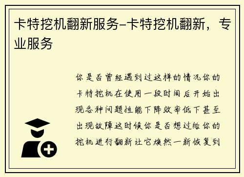 卡特挖机翻新服务-卡特挖机翻新，专业服务