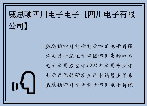 威思顿四川电子电子【四川电子有限公司】